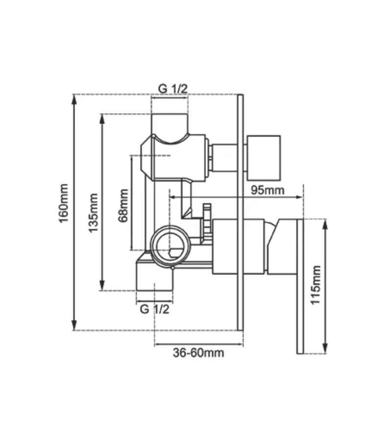 Lucid Wall Mixer With Diverter - Specification
