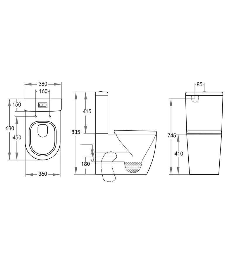 Reno 025 Tornado Wall Faced Universal Toilet Suite spec