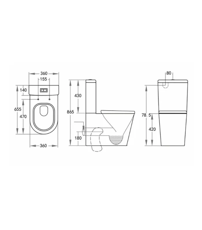 Reno 026 Tornado Wall Faced Toilet - Gloss White Specification
