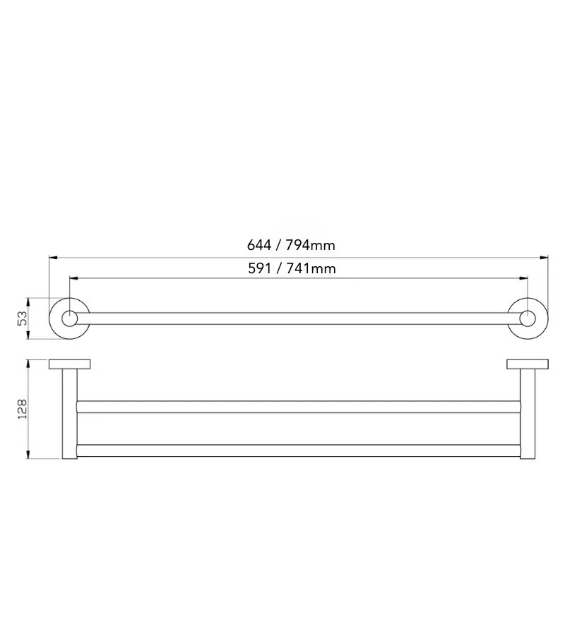 Otus Brass Double Towel Rail - Cut to Size - Specification