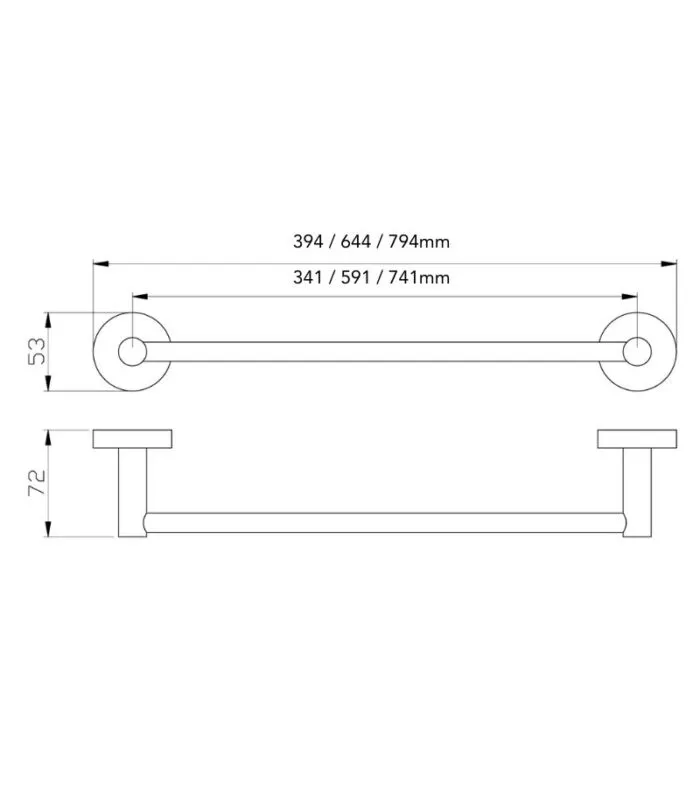 Otus Brass Single Towel Rail - Cut to Size - Specification