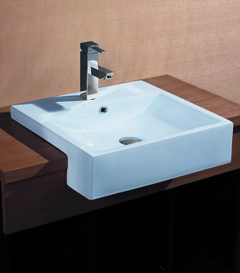 515 x 425 x 160mm Semi-Recessed Gloss White Ceramic Basin