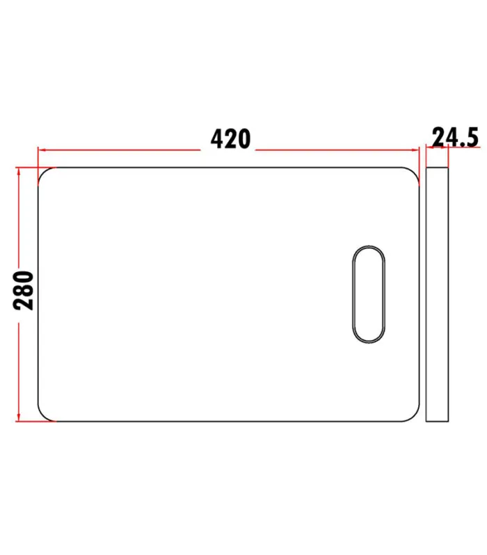 Technical Drawing For Kitchen Square Chopping Board 420mm CB-25