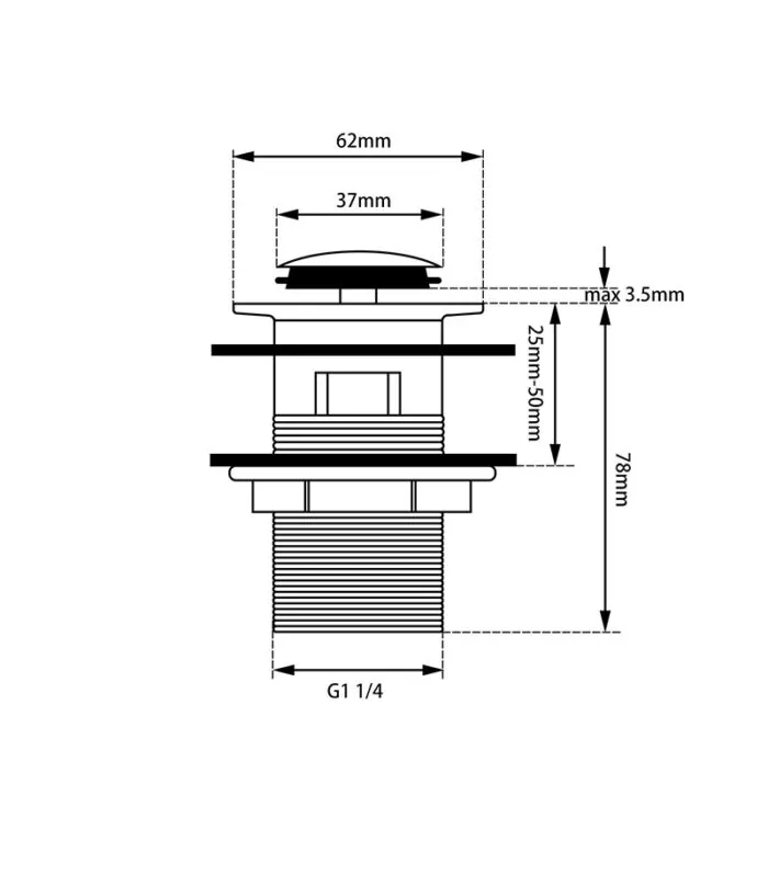 Specification For 32mm Pop Up Waste With Overflow