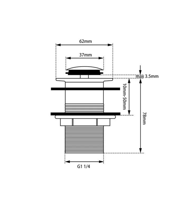 Specification For 32mm Pop Up Waste Non Overflow