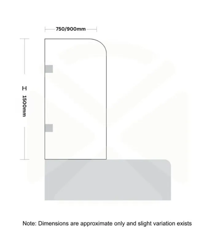 10mm Glass Fixed Single Panel Over Bath Shower Screen - Specification