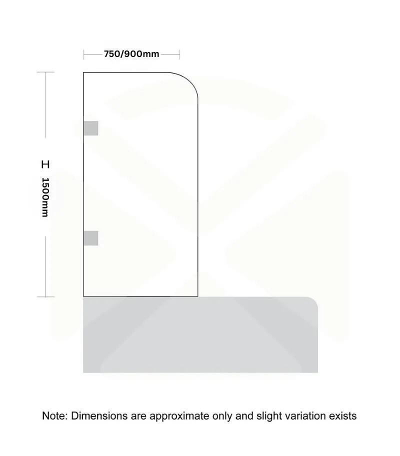 10mm Glass Fixed Single Panel Over Bath Shower Screen - Specification