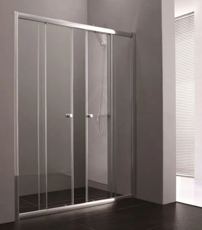 Horizontal Chrome Semi-Frameless Wall to Wall Shower Screen Double Sliding Doors