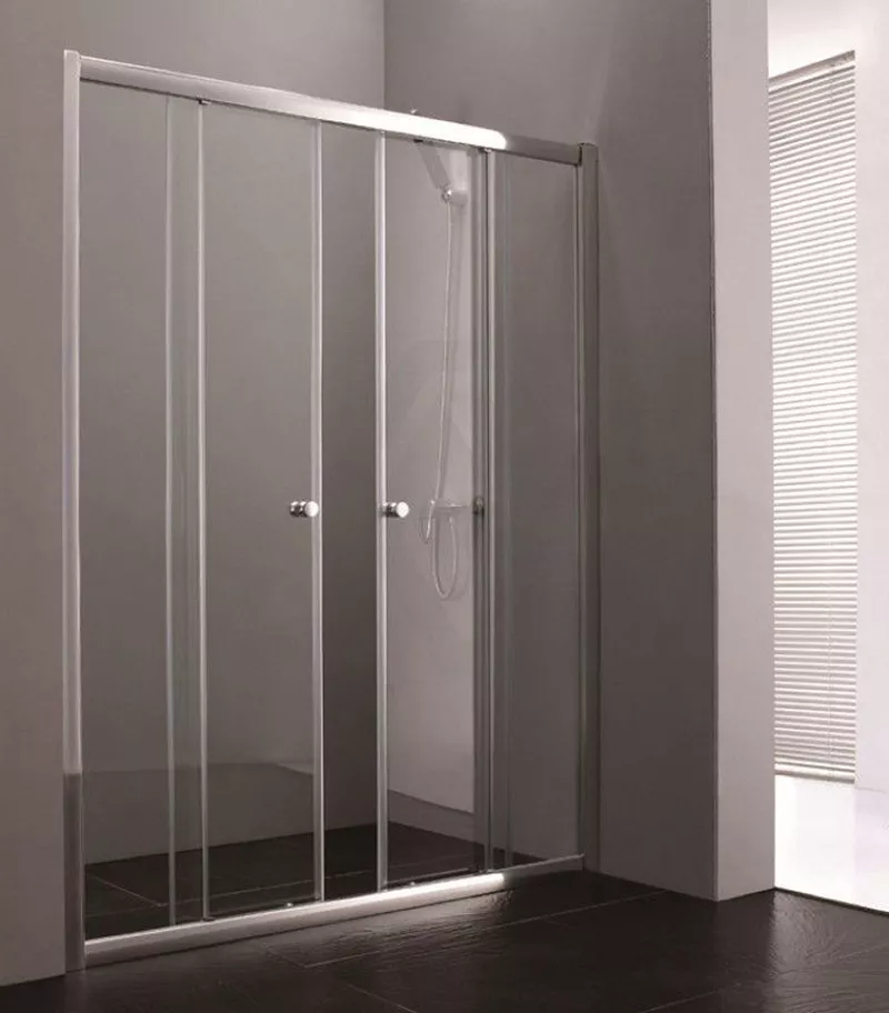 Horizontal Chrome Semi-Frameless Wall to Wall Shower Screen Double Sliding Doors