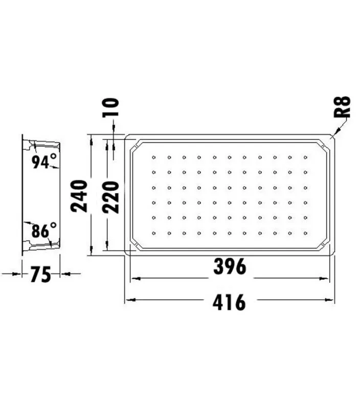 Technical Drawing For Kitchen Square Colander 416mm DT-04