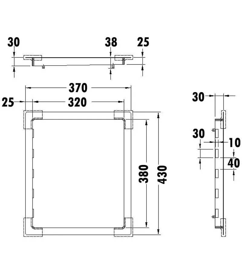 Technical Drawing For Kitchen Square Tray 430MM DT-05