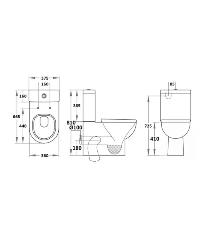 Reno 014 Wall Faced Universal Toilet Suite Specification
