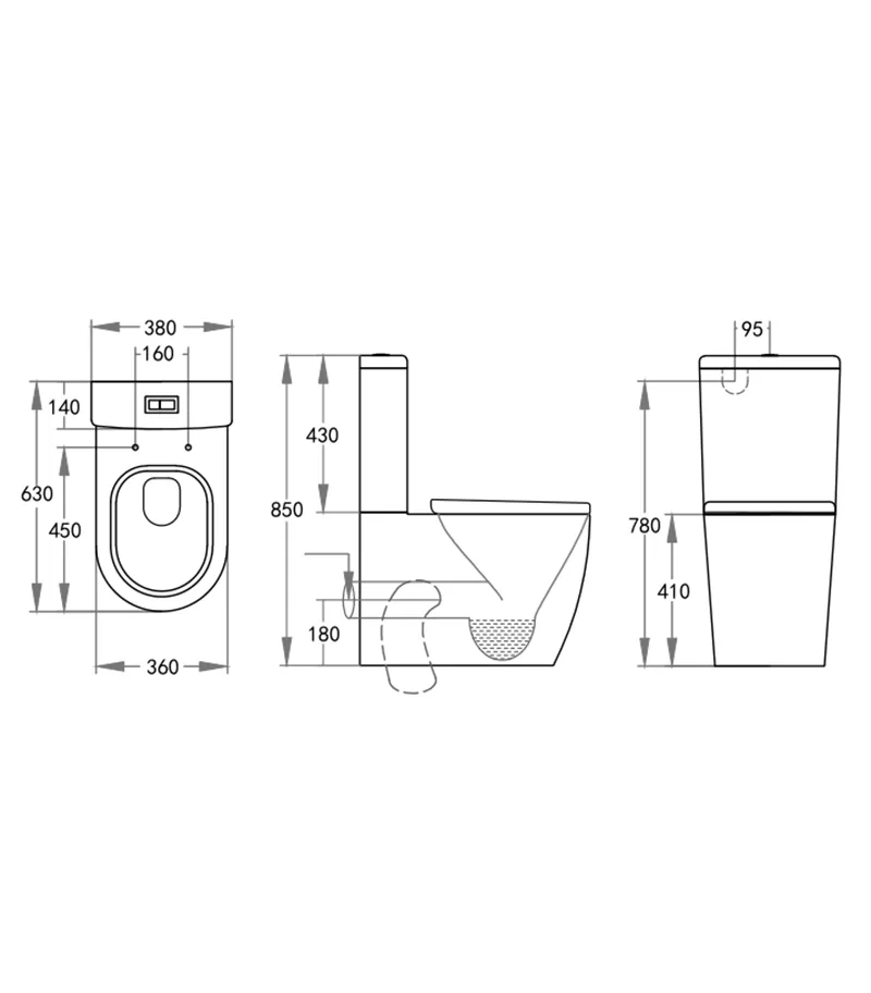 Reno 023 Wall Faced Universal Toilet Suite Specification