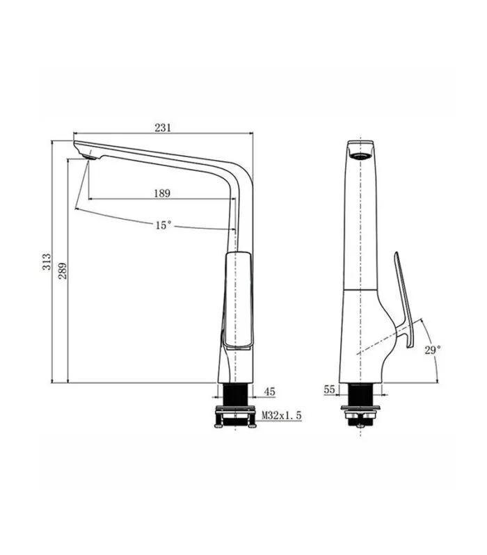 Esperia Brass Sink Mixer - Specification