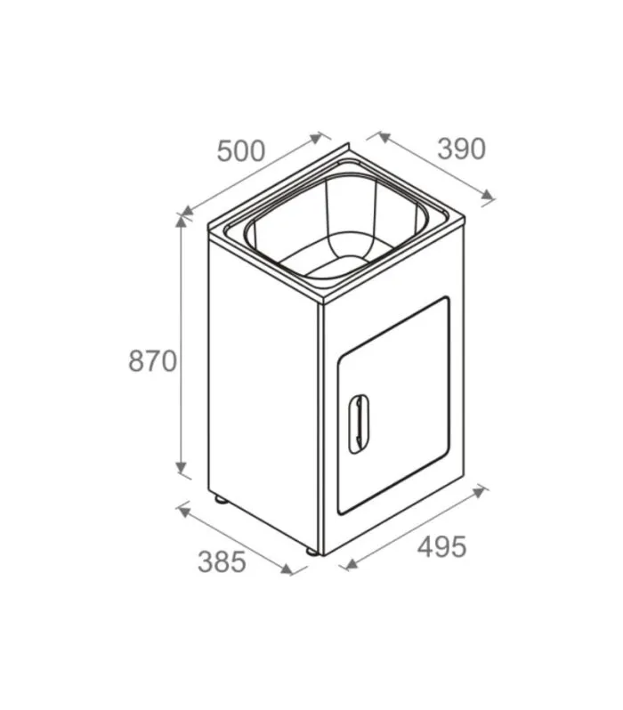 30L White Metal Laundry Tub – 500x390x870mm | Specification