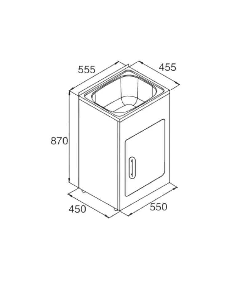 35L White Metal Laundry Tub – 555x455x870mm | Specification