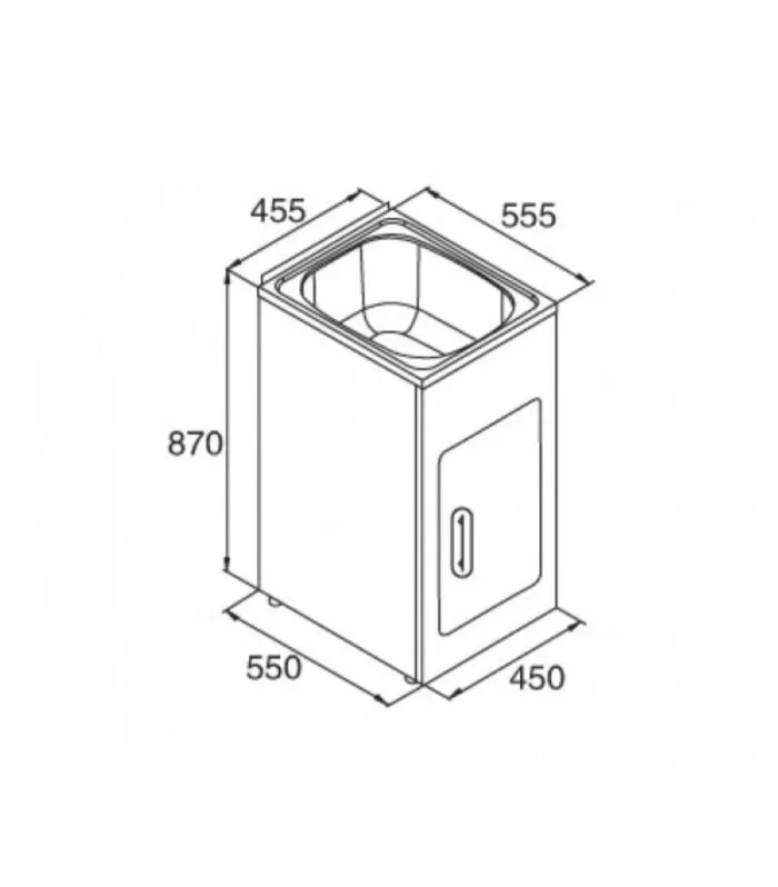 35L White Metal Laundry Tub – 455x555x870mm | Specification