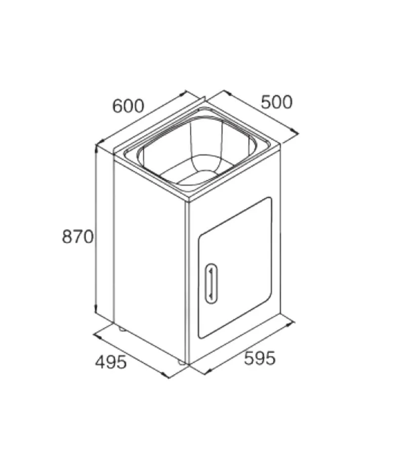45L White Metal Laundry Tub – 600x500x870mm | Specification