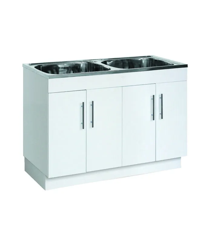 Double Bowl Laundry Tub With Polyurethane Cabinet
