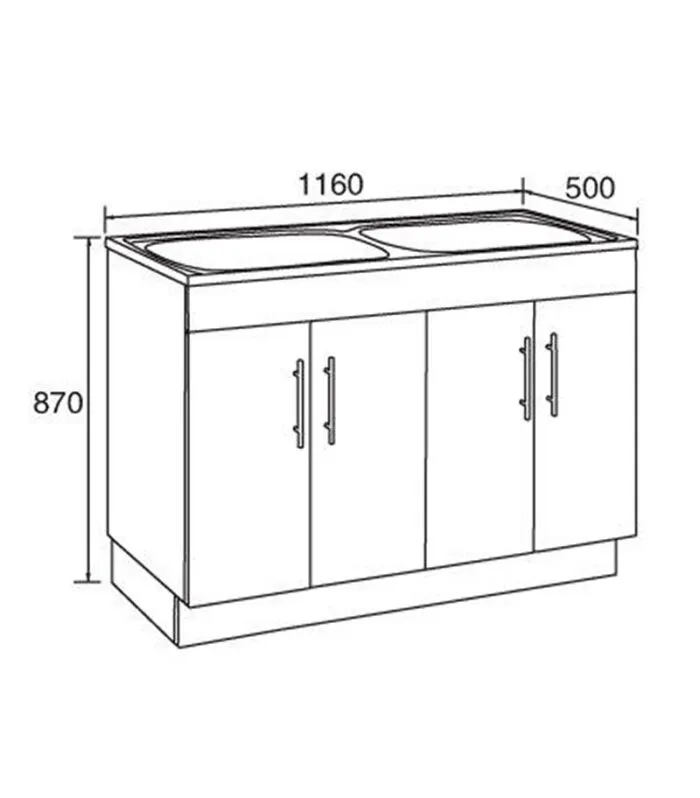 Double Bowl Laundry Tub With Polyurethane Cabinet