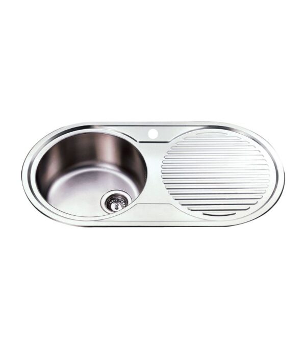Cora 915x485x170mm Rounded Single Bowl Sink with Drainer - LHB