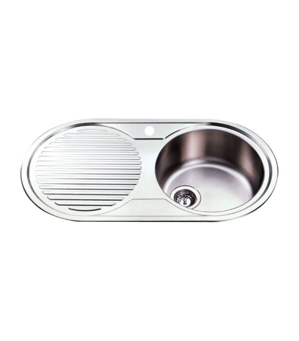 Cora 915x485x170mm Rounded Single Bowl Sink with Drainer - RHB