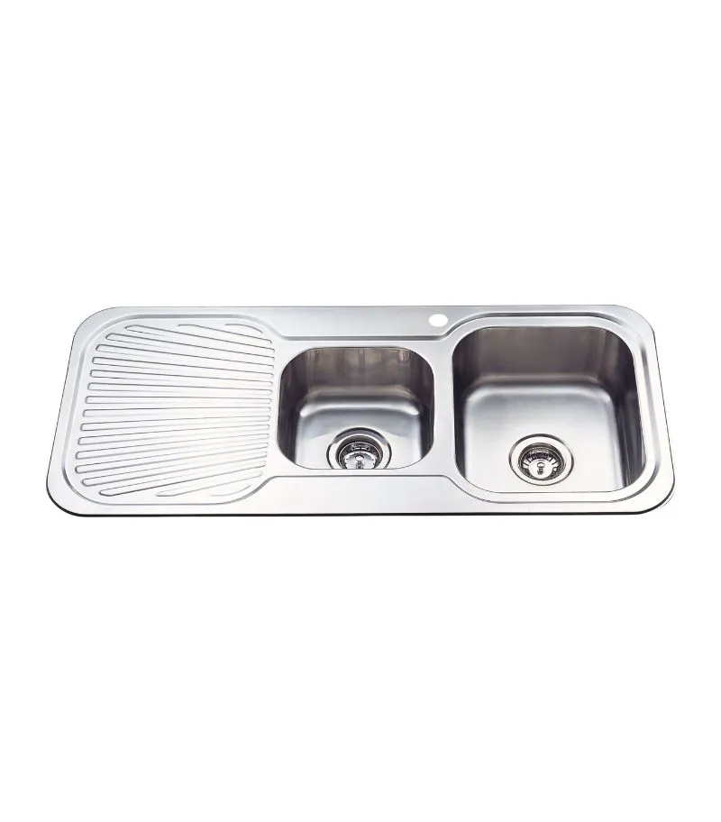 Cora 1080X480X170mm Stainless Steel 1&3/4 Bowl Sink with Drainer - RHB