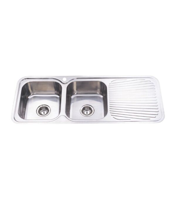Cora 1180X480X170mm Stainless Steel Double Bowl Sink with Drainer - LHB
