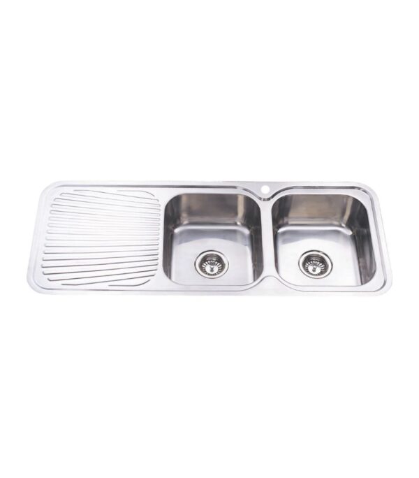 Cora 1180X480X170mm Stainless Steel Double Bowl Sink with Drainer - RHB
