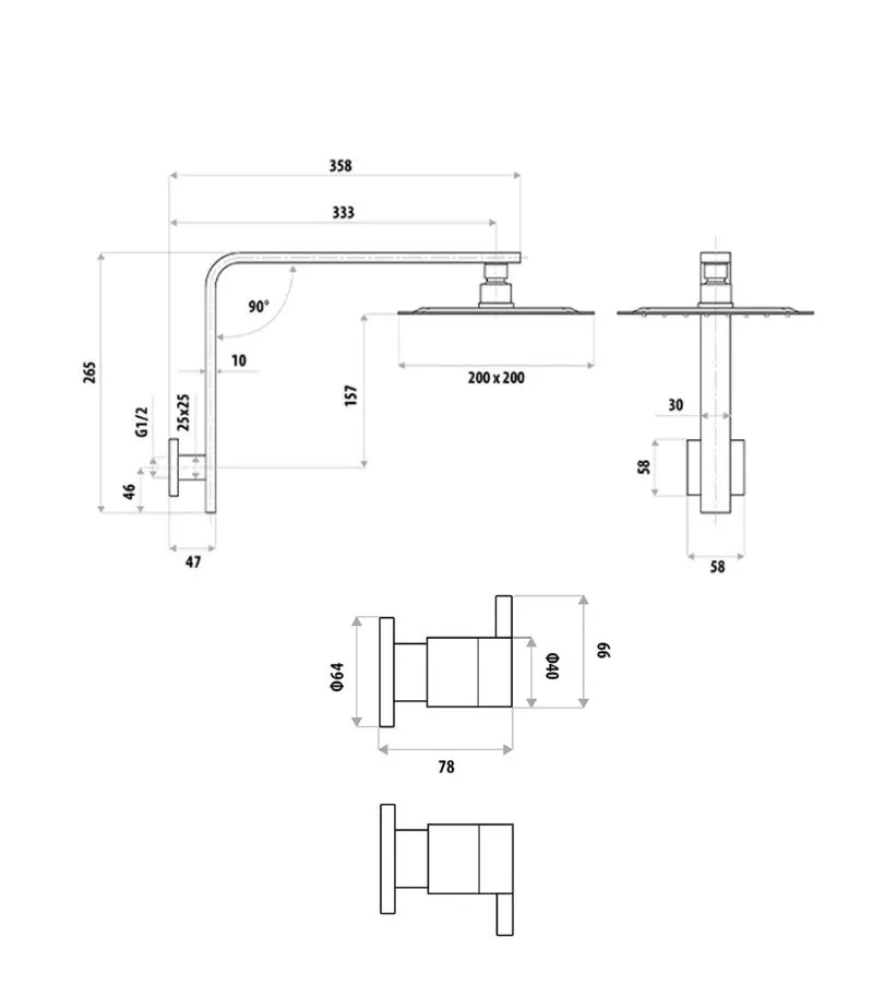 Liberty Shower Tap Set - Specification