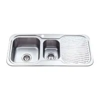 Cora 980X480X170mm Stainless Steel 1&1/2 Bowl Sink with Drainer - LHB Cora 980X480X170mm Stainless Steel 1&1/2 Bowl Sink with Drainer - LHB