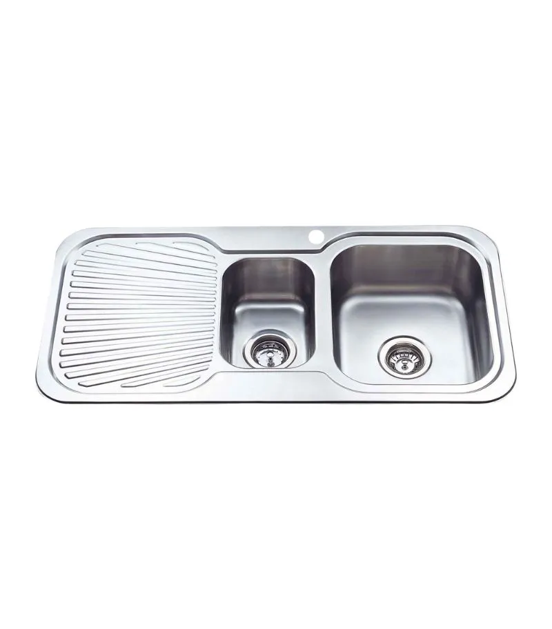 Cora 980X480X170mm Stainless Steel 1&1/2 Bowl Sink with Drainer - RHB