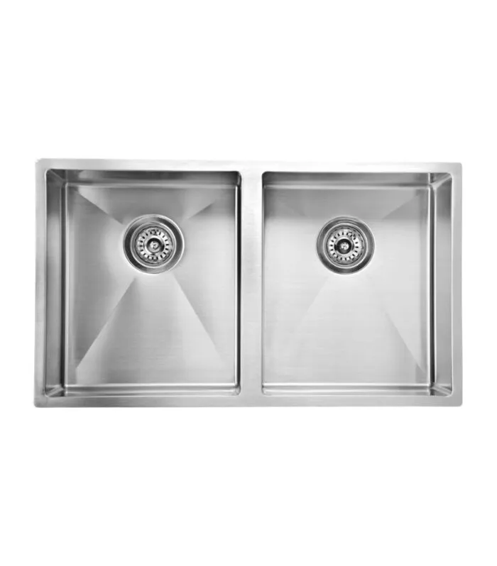 Eden 760x440x198/230mm Stainless Steel Double Bowl Sink - Stainless Steel