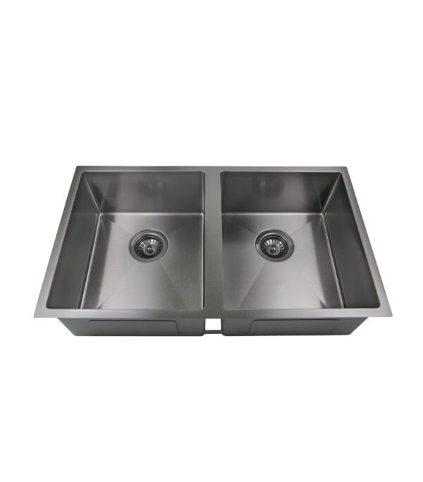 Eden 760x440x198mm Stainless Steel Double Bowl Sink - Gunmetal