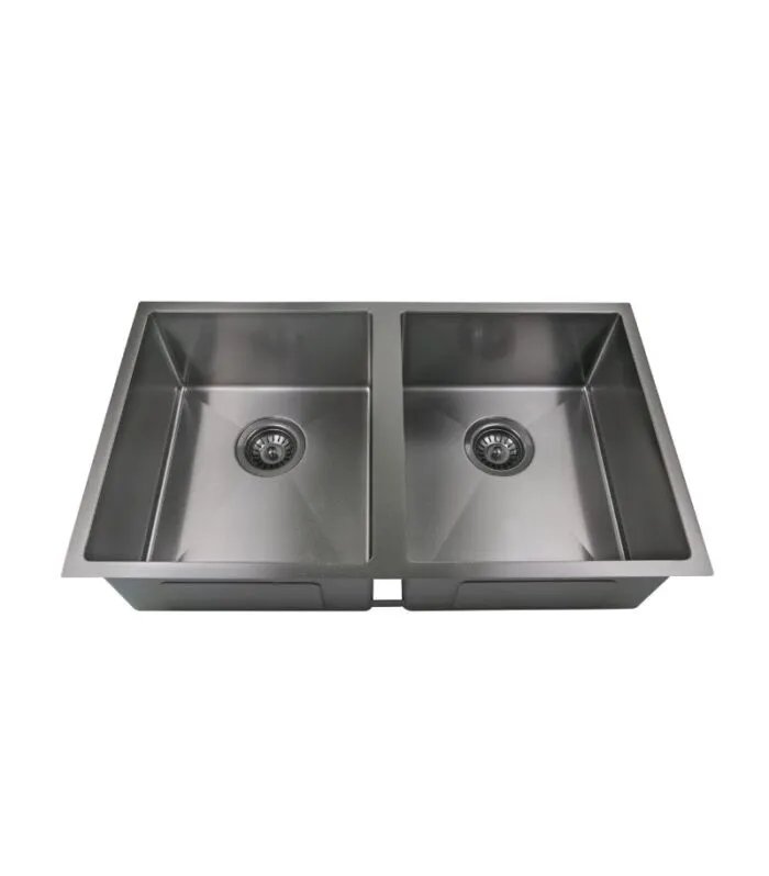 Eden 760x440x198mm Stainless Steel Double Bowl Sink - Gunmetal