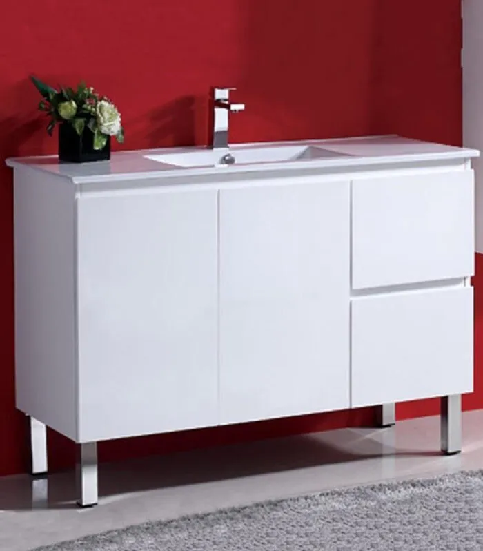 Reno 3 Ceramic Top 1200mm MDF Freestanding Vanity With Legs