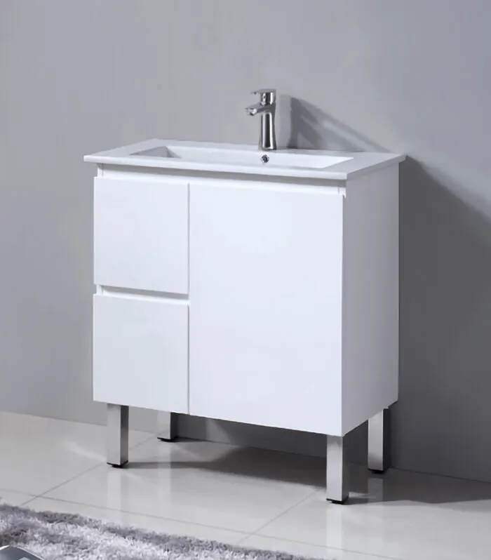 750mm x 360mm x 830mm Reno 1 Narrow Ceramic Top Vanity Legs or Kickboard RW156-750LHD