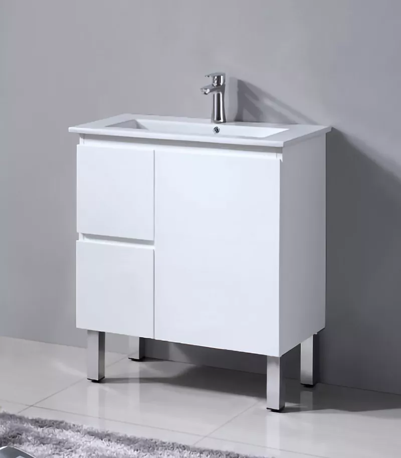 750mm x 360mm x 830mm Reno 1 Narrow Ceramic Top Vanity Legs or Kickboard RW156-750LHD