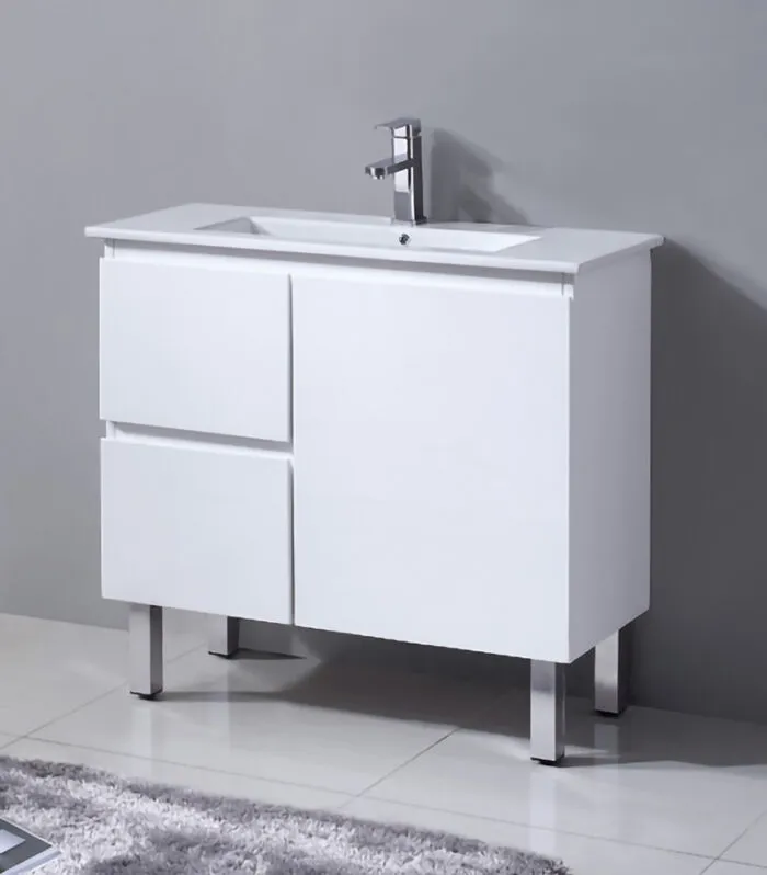 900mm x 360mm x 830mm Reno 1 Narrow Ceramic Top Vanity Legs or Kickboard RW156-900LHD
