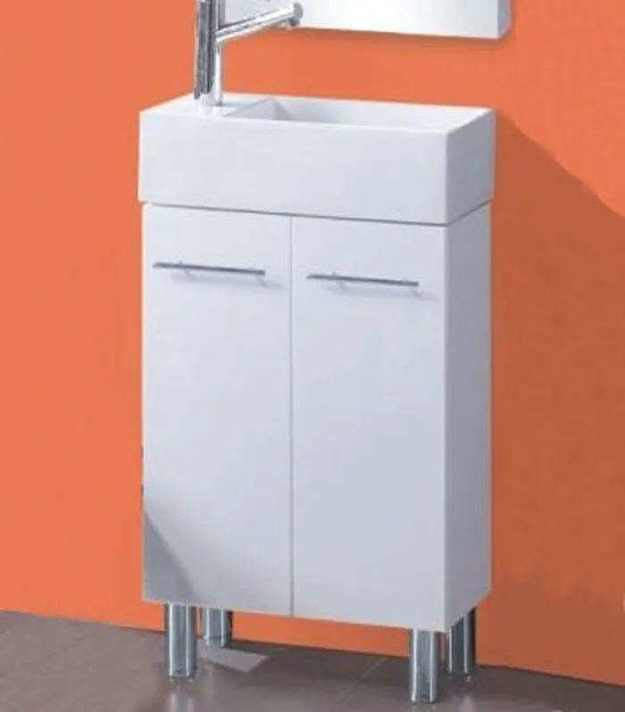 Reno 2 Ensuite Ceramic Top Vanity Unit - Legs - with Background