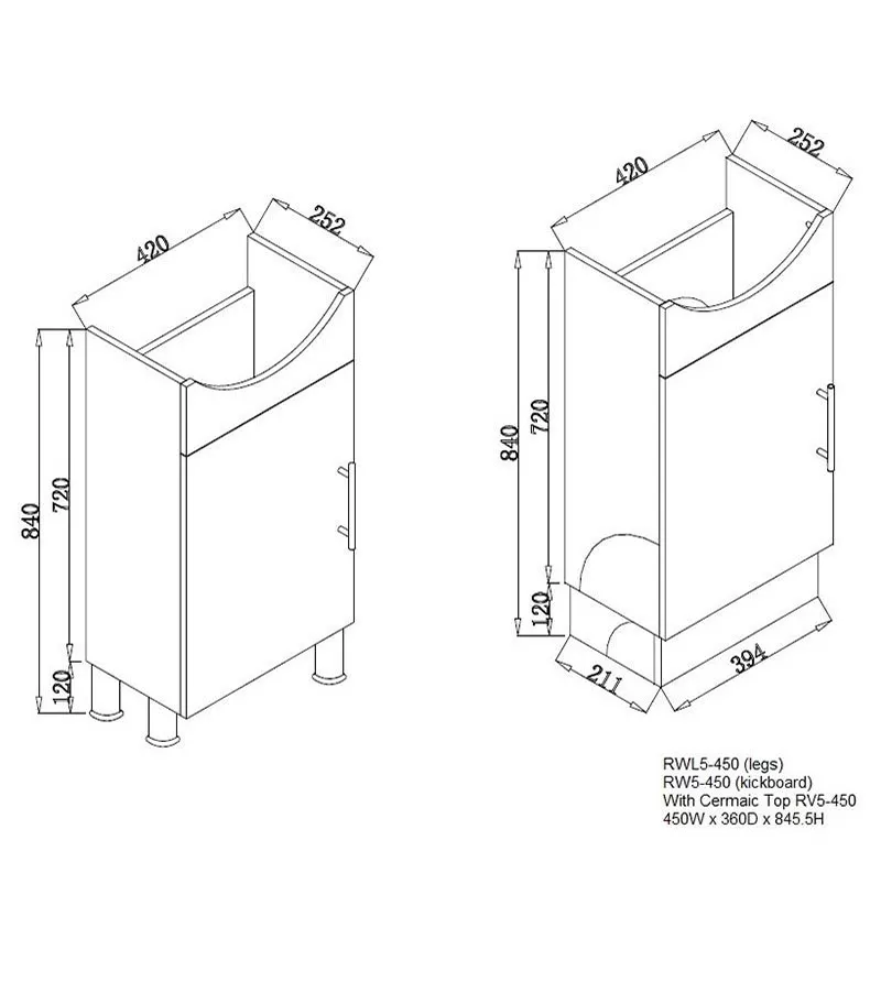 Reno 1 Ensuite Ceramic Top Vanity Unit - Specification
