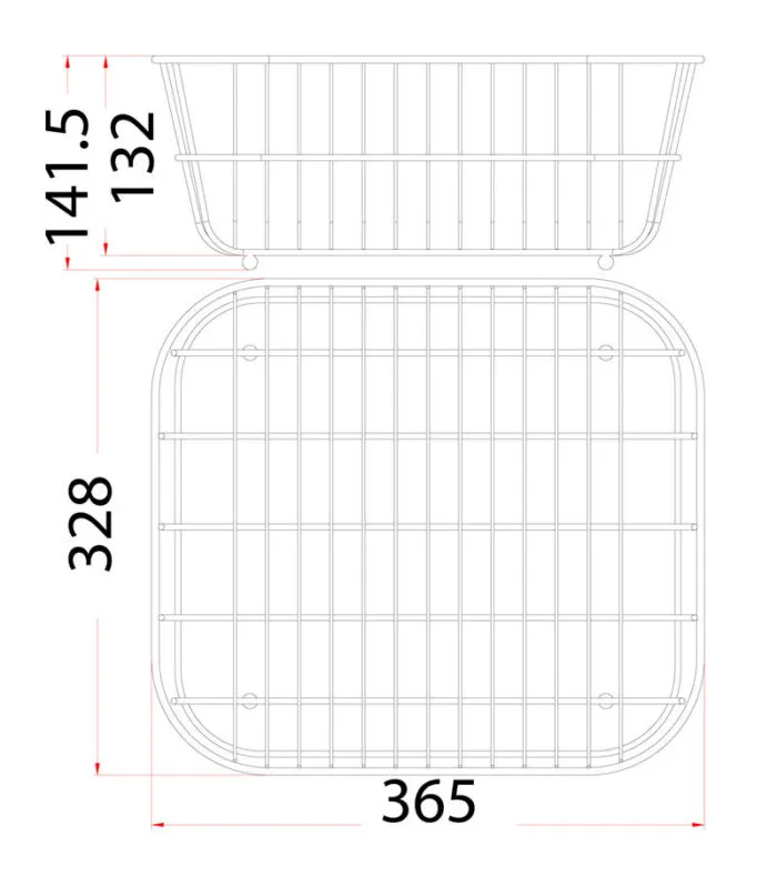 Technical Drawing For Kitchen Stainless Steel Basket SB212