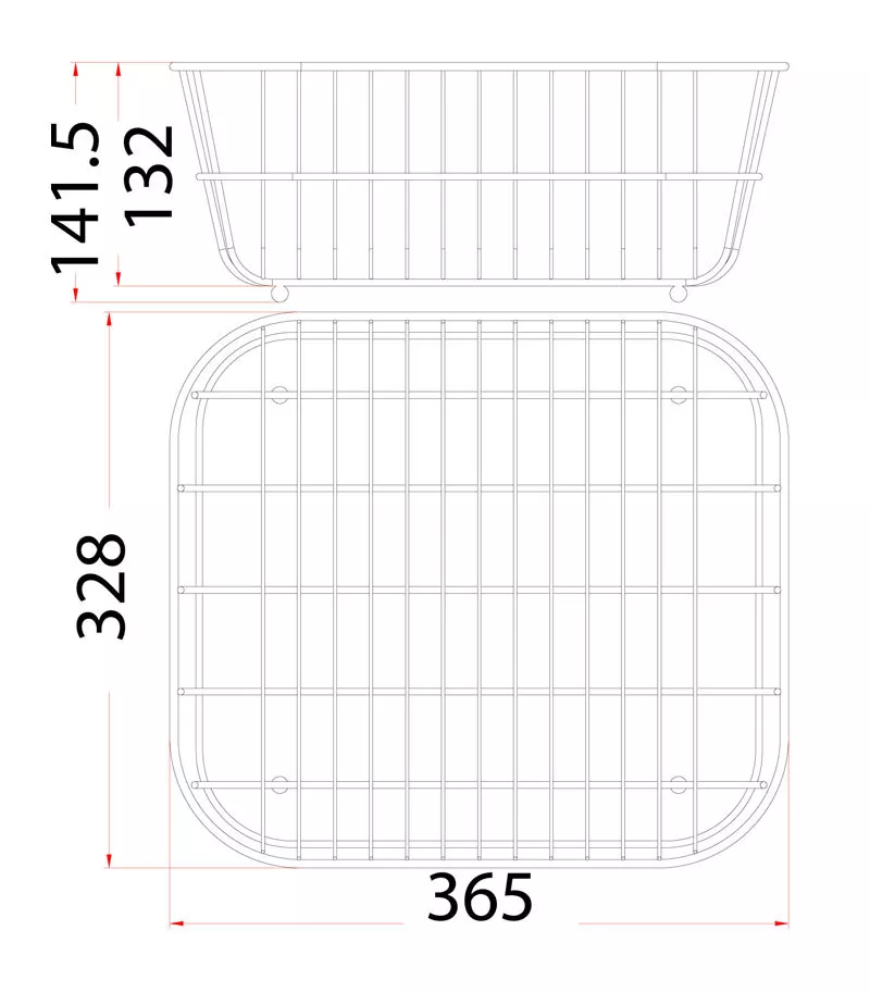 Technical Drawing For Kitchen Stainless Steel Basket SB212