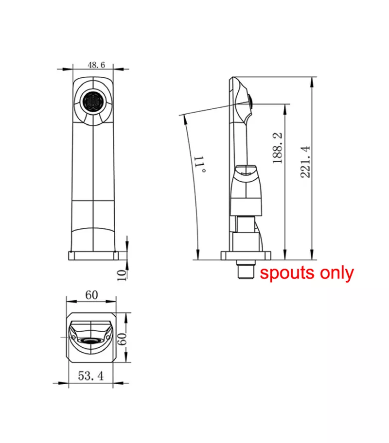Esperia Brass Bath Spout - Specification