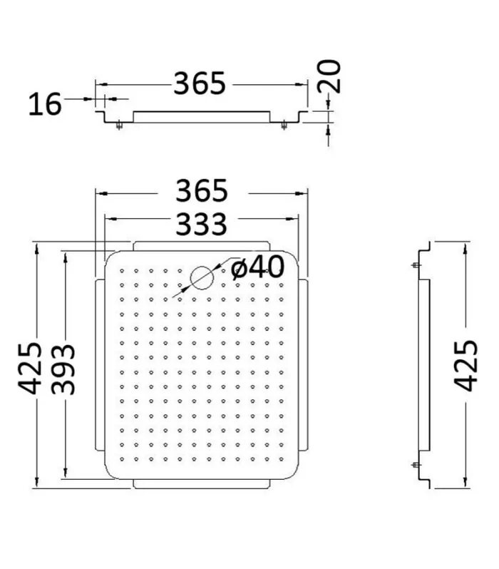 Technical Drawing For Kitchen Stainless Steel Tray 425mm ST940