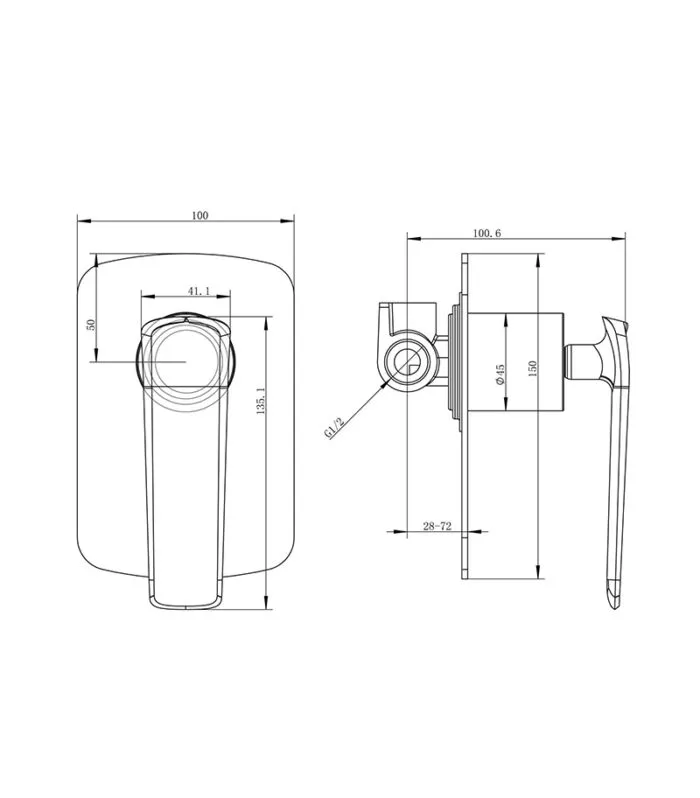 Esperia Brass Wall Mixer - Specification
