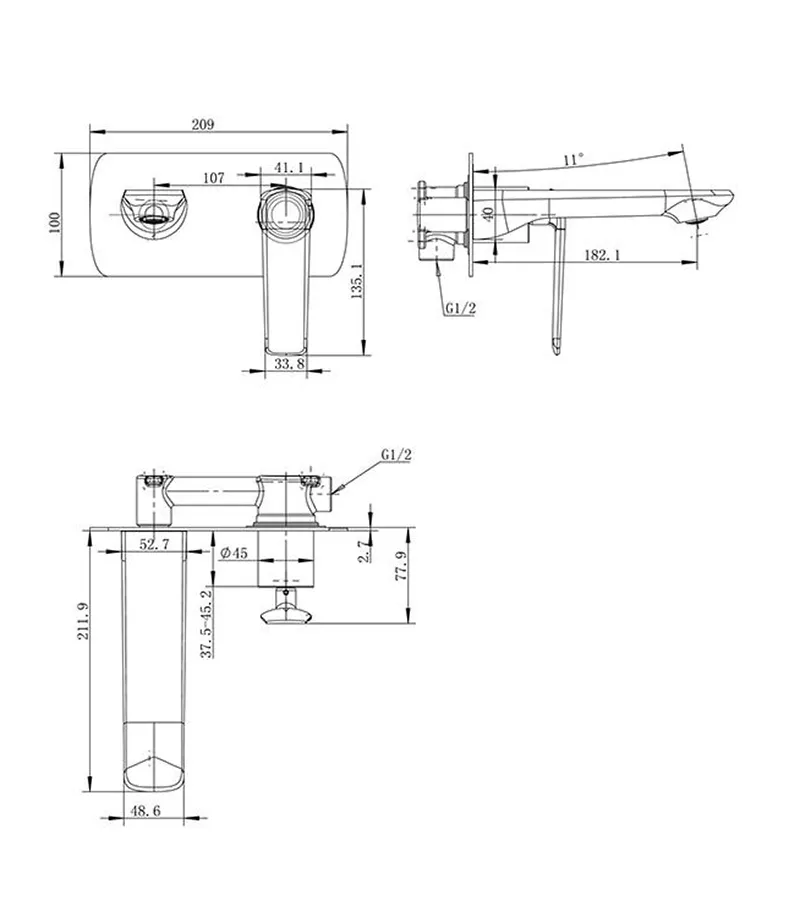 Esperia Brass Basin/Bath Mixer - Specification