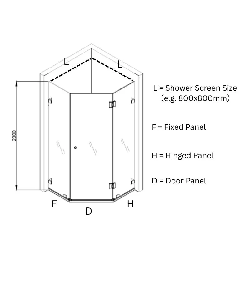 Diamond-Shaped Frameless Pivot Door Shower Screen - Specification