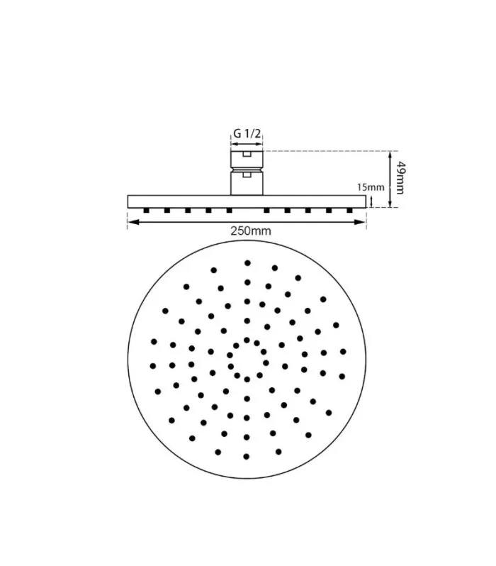 Lucid 250mm Brass Shower Head - Specification