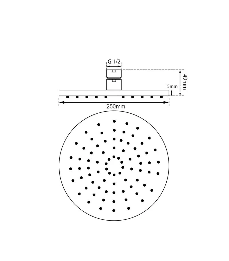 Lucid 250mm Brass Shower Head - Specification